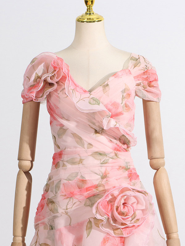 Pink Floral Off Shoulder Maxi Gown For Women Elegant Evening Style