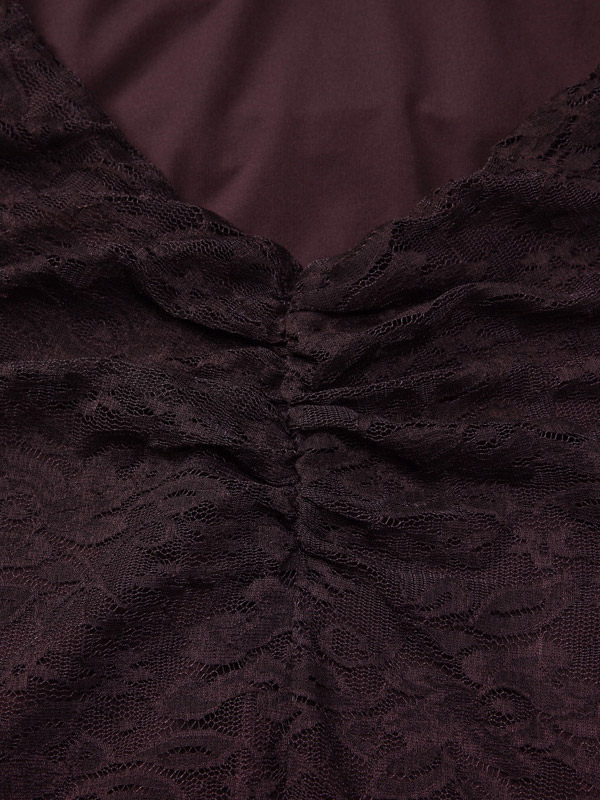 Deep Brown Ruched Lace Halter Mini Dress For Women Bold Casual Style