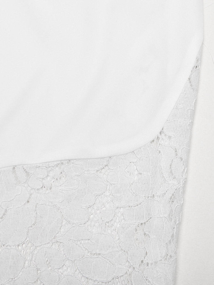White Lace Panel Slip Maxi Dress For Women Elegant Evening Style