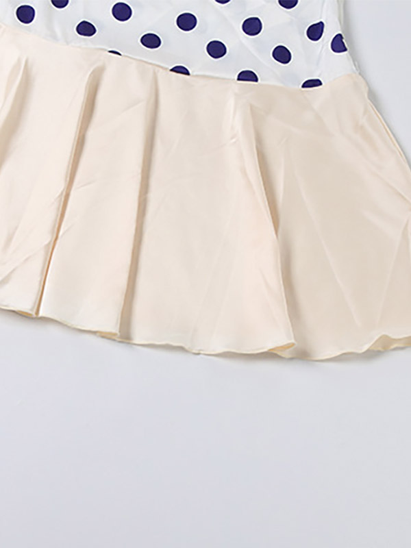 Date Night Dresses Mini Sleeveless Polka Dot Straps Neck Sexy Blue Dress