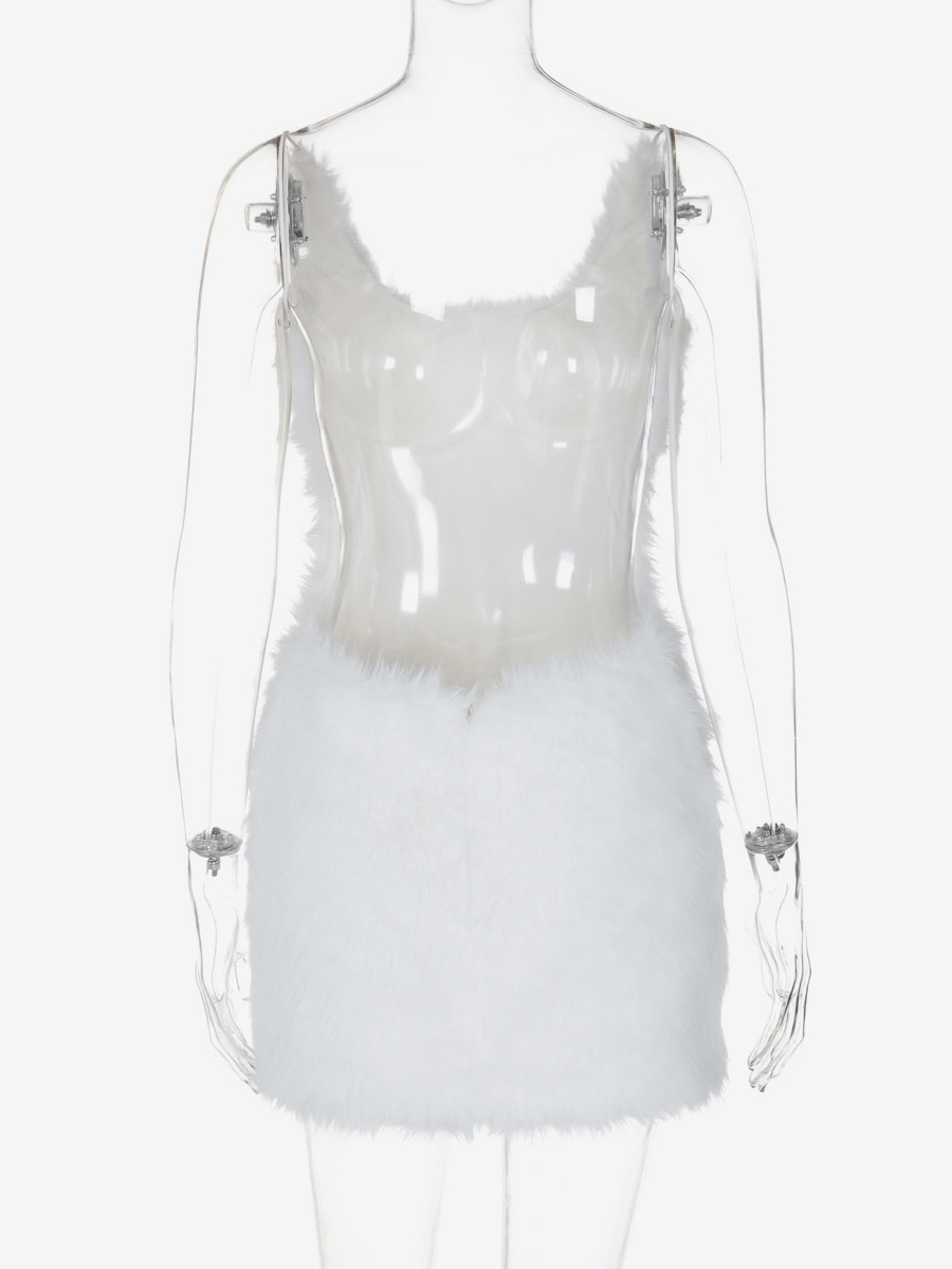 Night Out Dresses White Polyester Sleeveless Straps Neck Summer Dress