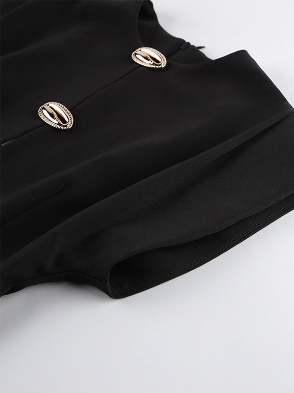 Party Dress Maxi Black Jewel Neck Buttons Sleeveless Elegant Semi Formal Dress