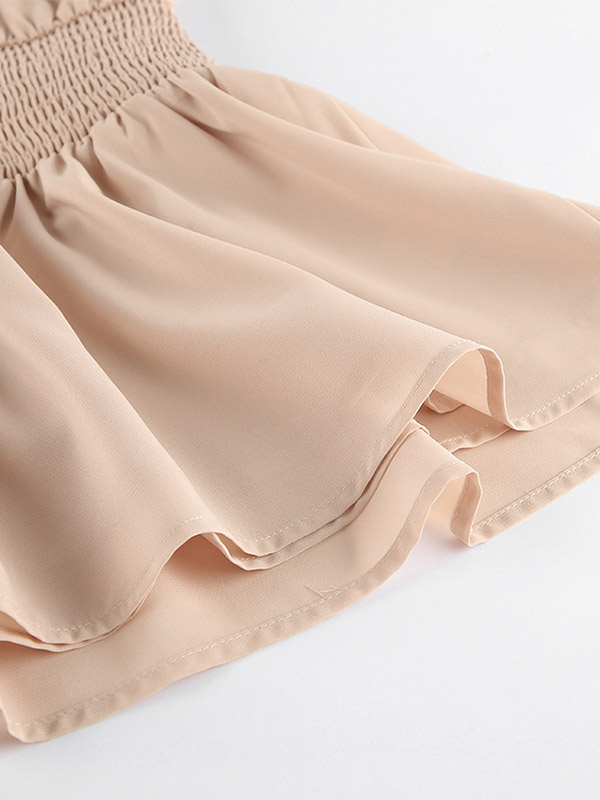 Daily Dresses Mini Khaki Sleeveless Backless High Collar Natural Waist Dress