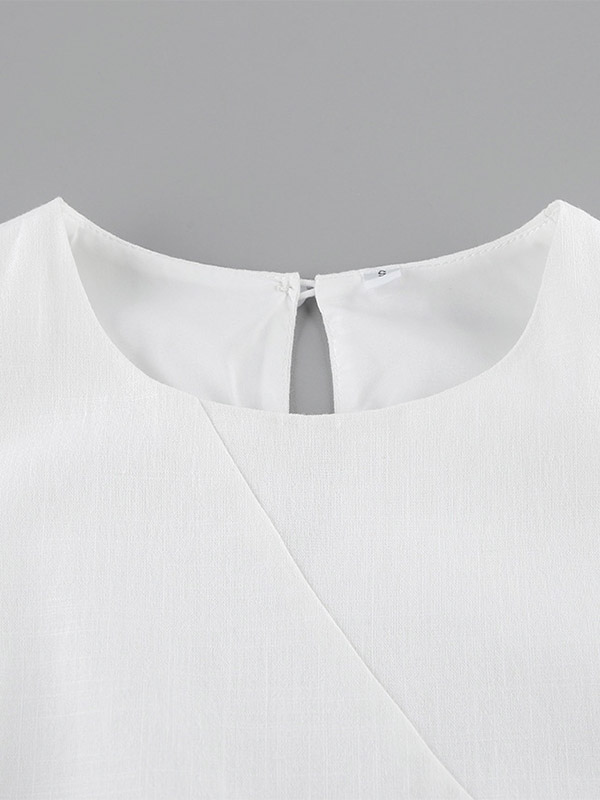 Daily Dresses Maxi For Woman Sleeveless Jewel Neck Natural Waist Elegant White Dress