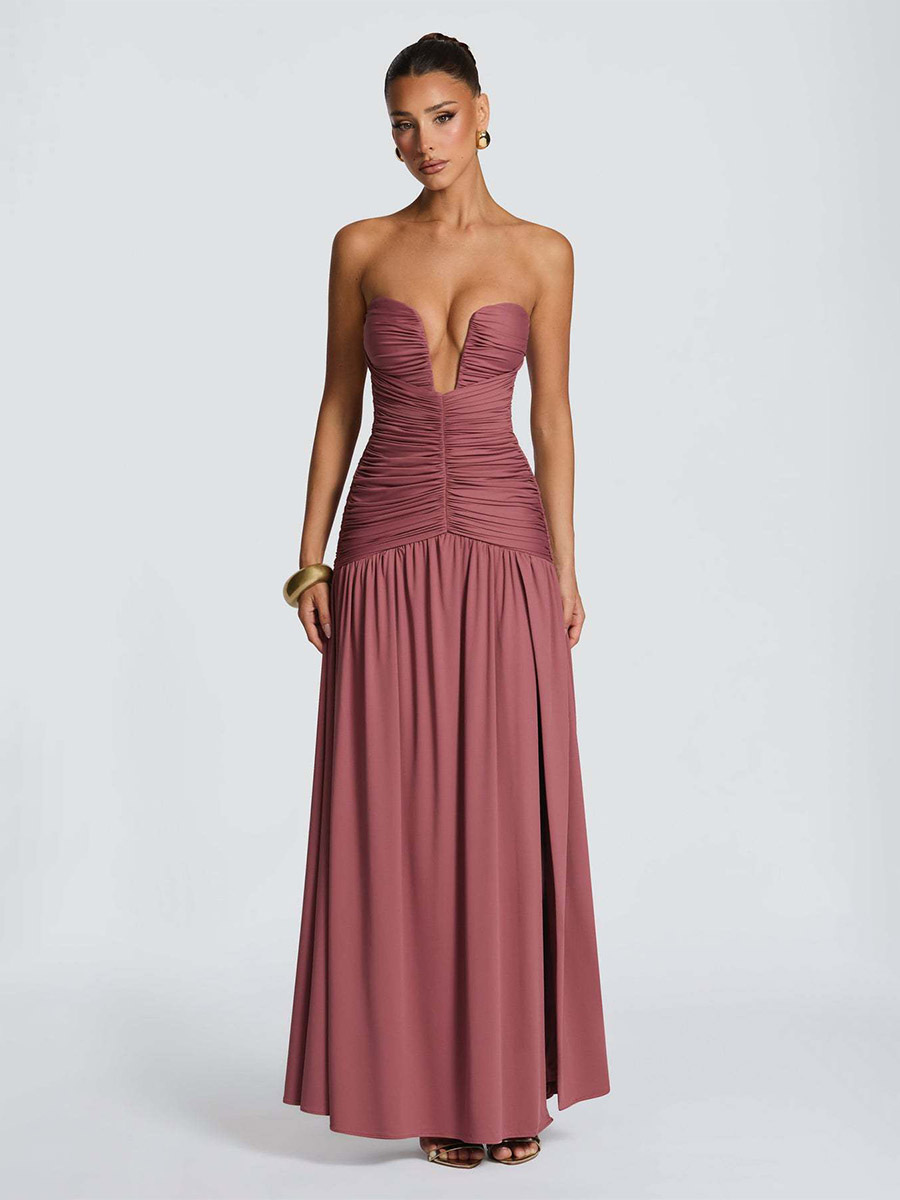 Party Dress Maxi Coffee Brown Halter Zipper Sleeveless Backless Elegant Semi Formal Dress