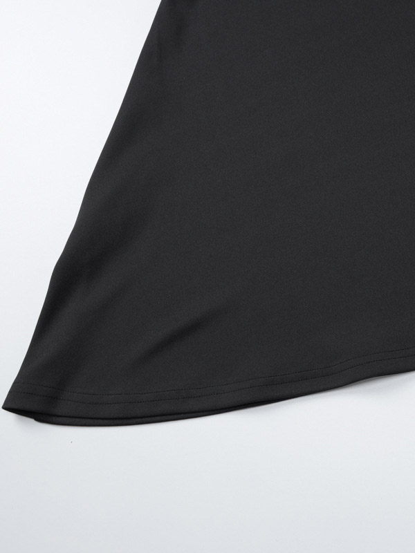 Date Night Dresses Mini Long Sleeves Two-Tone Off-The-Shoulder Chic Black Dress