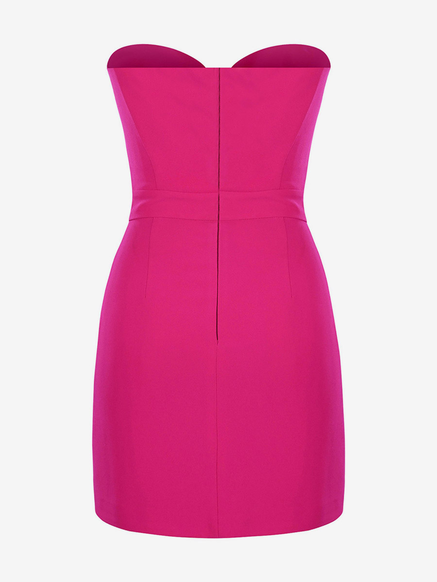 Date Night Dresses Mini Backless Bows Zipper Sleeveless Strapless Elegant Rose Dress