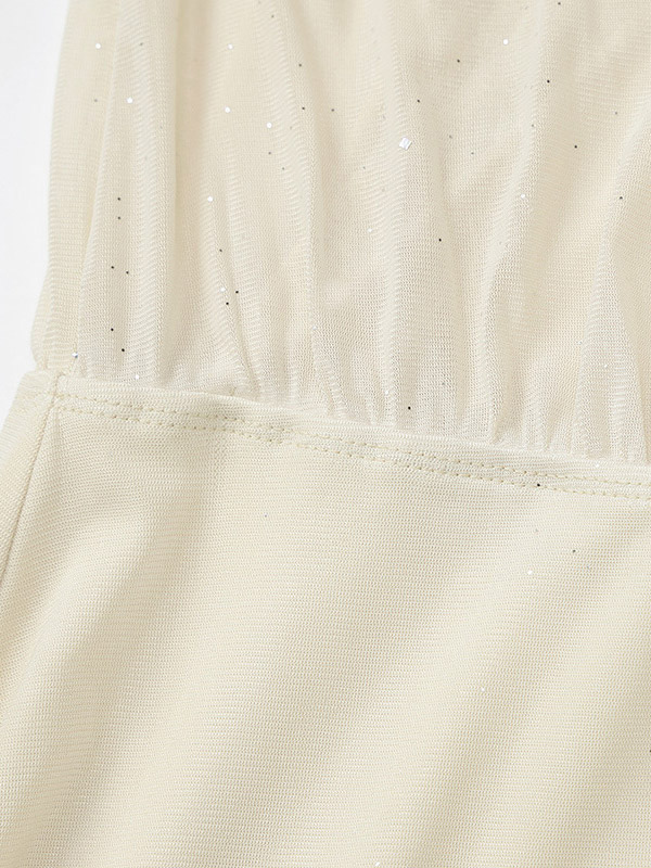 Date Night Dresses Mini Pleated Long Sleeves V-Neck Sweet Apricot Dress