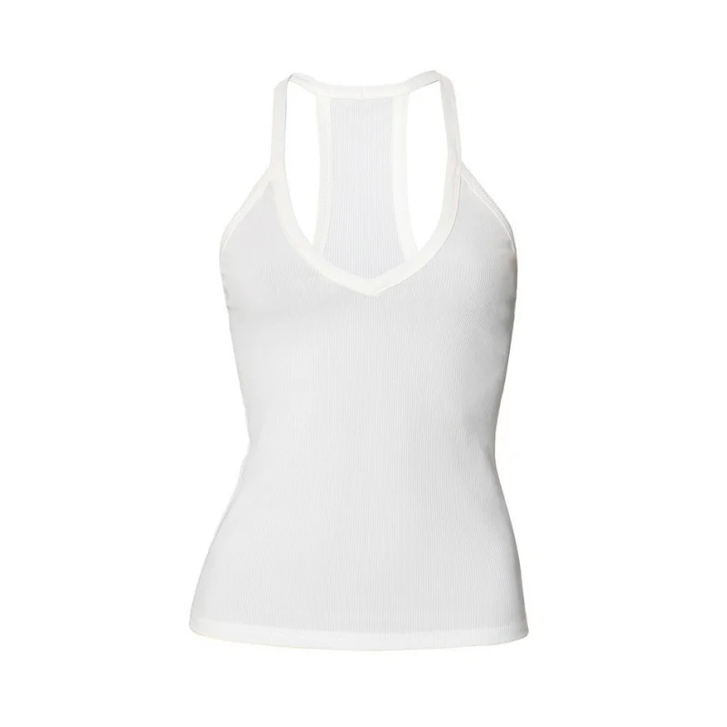 Summer Fashion Solid Colours Cop Top Women Casual Slim Lace Up Sleeveless Y2k Tops Sexy V-Neck Short Patchwork Women Clothing