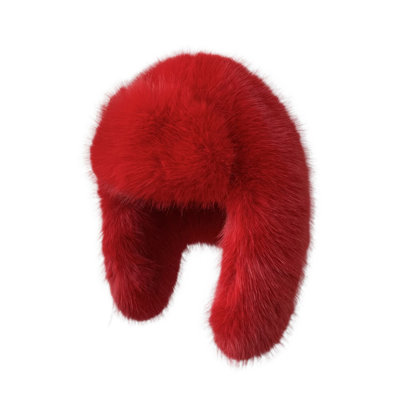 Winter Women Fluffy Furry Faux Fox Fur Bomber Hats Flaps Luxury Vintage Y2k Girls Warm Earflap Snow Ski Hat Caps Russian