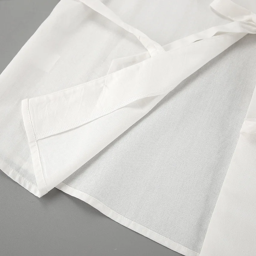 Fashion White Cotton Linen Hollow Out Lace Up Top And Short Pants Suit Women's Loose Top Casual Splice Sets Lady Summer