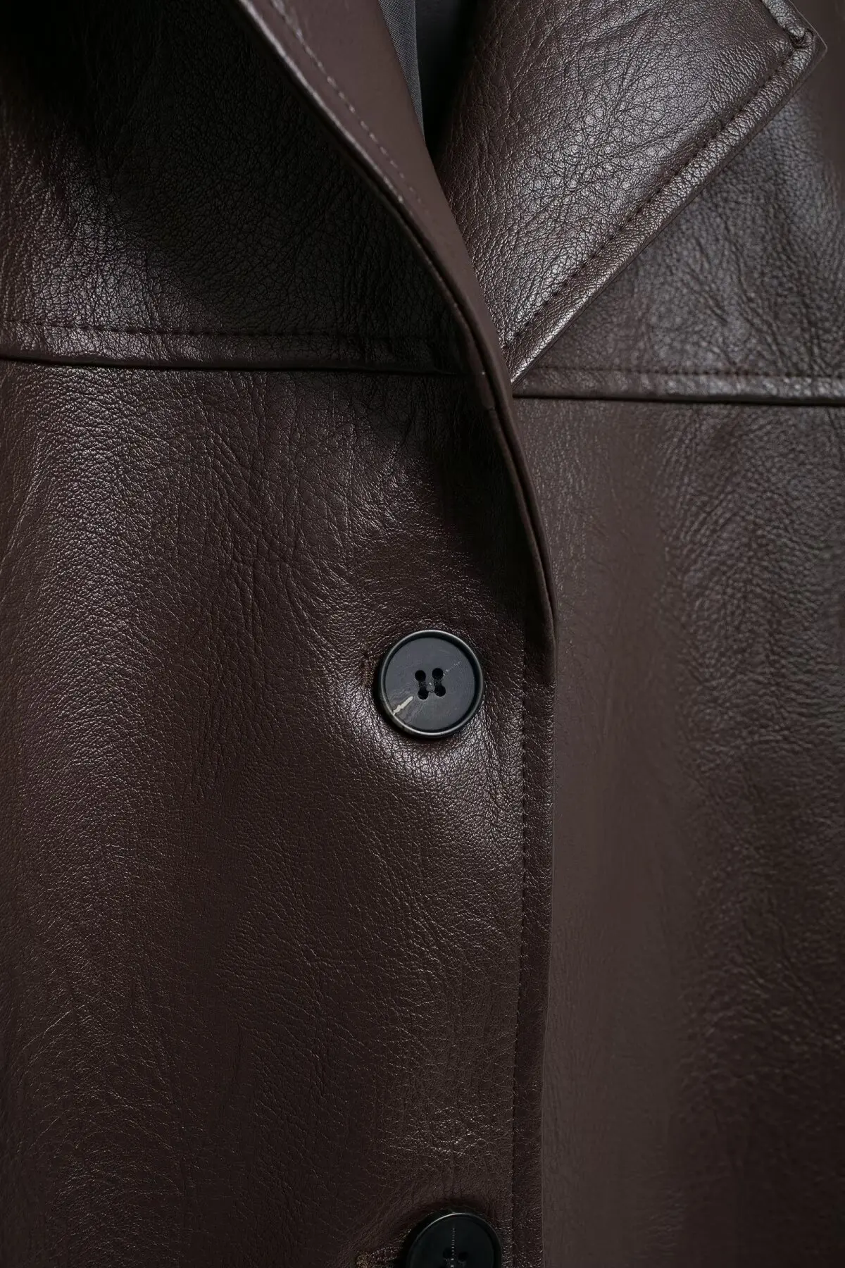 American Retro Women Brown Red PU Leather Blazer Notched Collar Full Sleeve Midi Long Oversized Suits Loose Outerwear