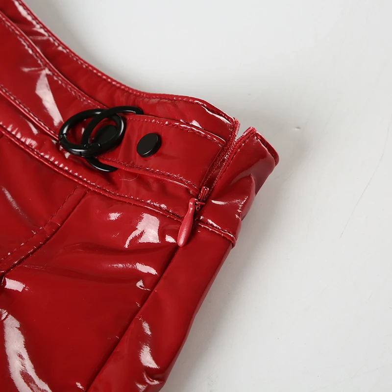 Christmas Gothic Sexy Punk Leather Skirt Women s New Darkly Chic Gyaru Metal Design Mini Solid Skirt Personality Streetwear