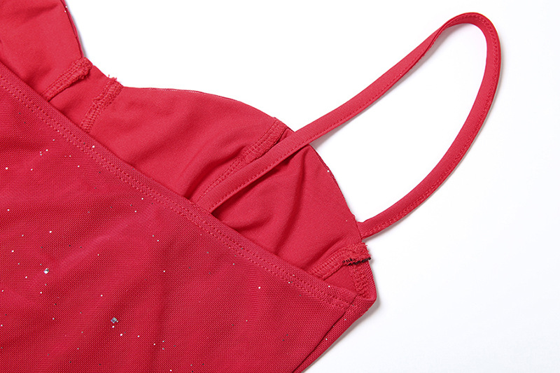 Spring Women Sexy Mesh Irregular Asymmetric Ribbon Slim Fit Backless Sling Dress