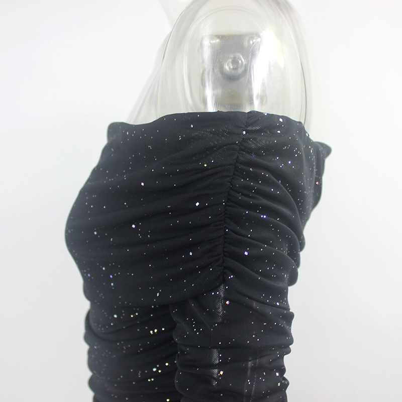 Women Sexy off-Shoulder Ruffle Hip Evening Dress Short Dress Summer