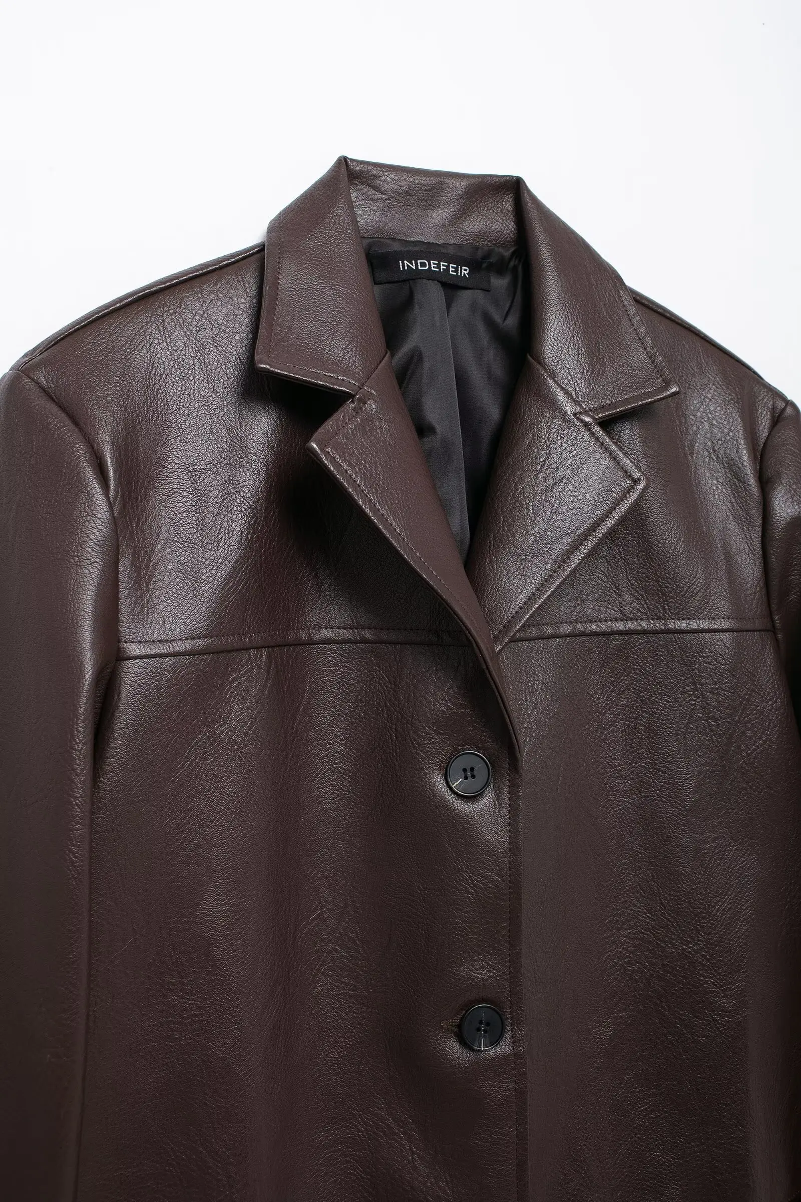 American Retro Women Brown Red PU Leather Blazer Notched Collar Full Sleeve Midi Long Oversized Suits Loose Outerwear