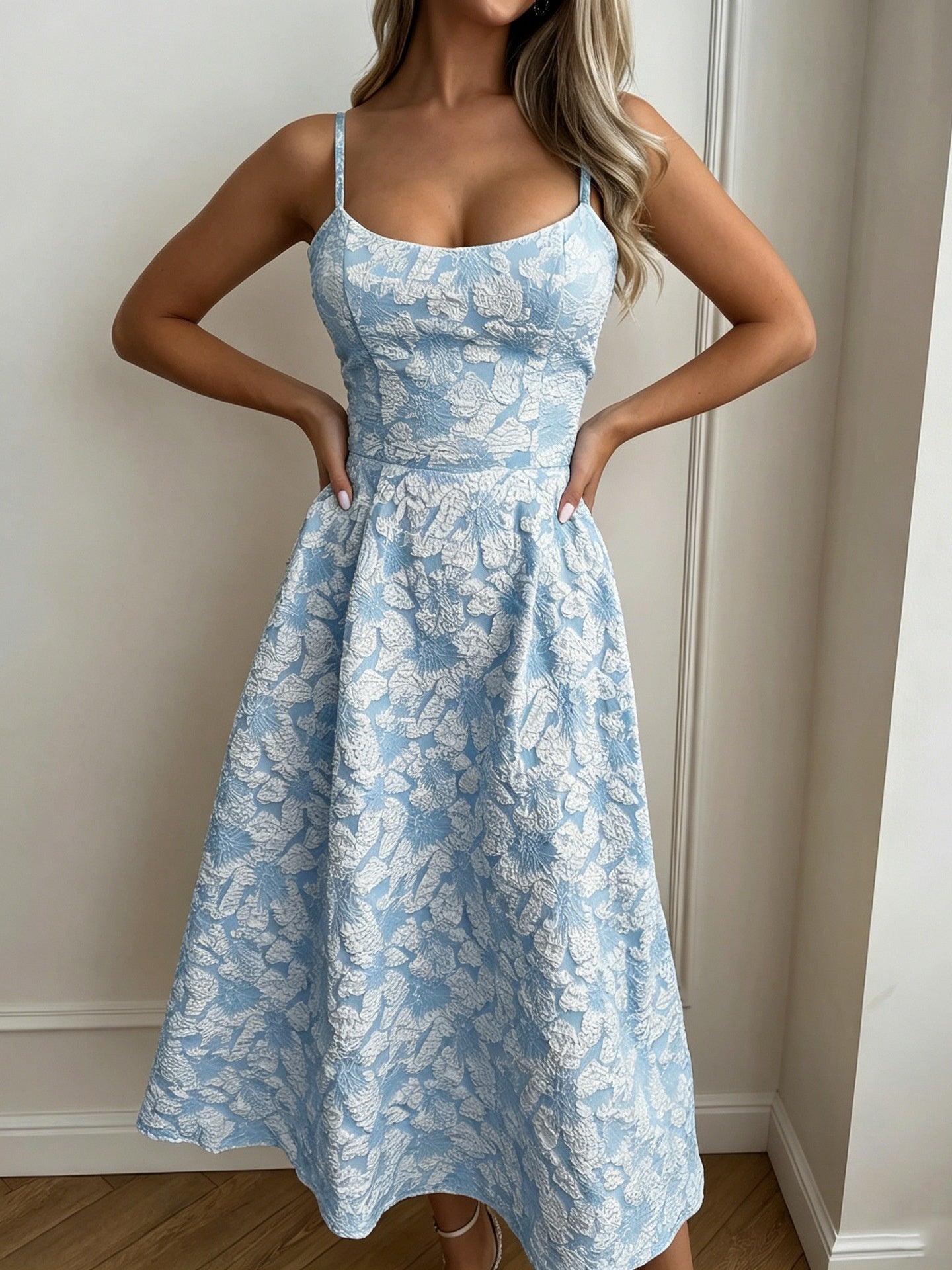 Jacquard Backless Long Dress