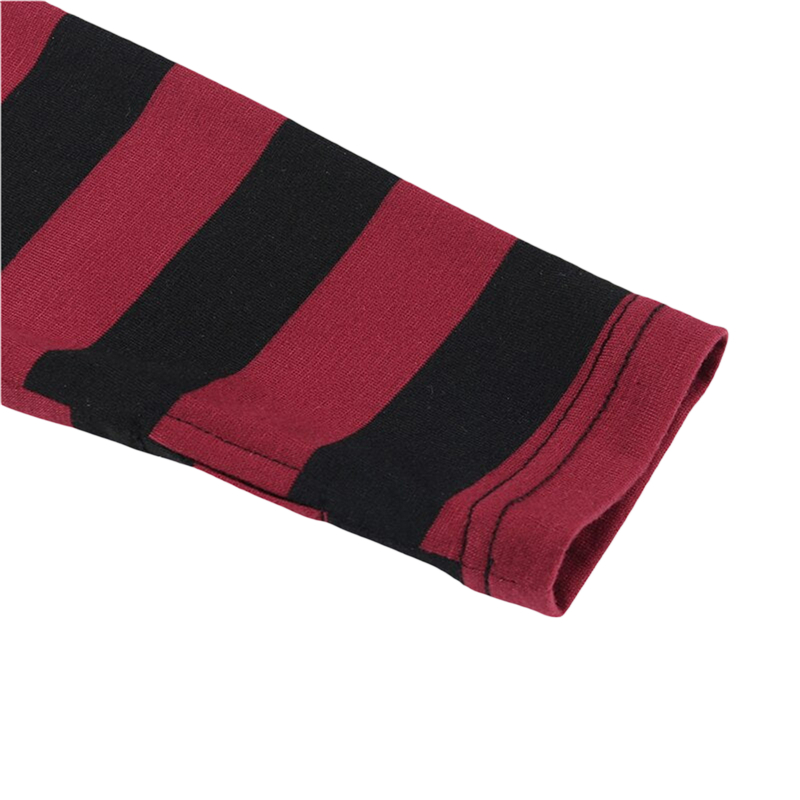 Cyber Punk y2k Top 2000s Women Striped Round Neck Long Sleeve T Shirt with Hole Gothic Clothes E Girl Tees Streetwear