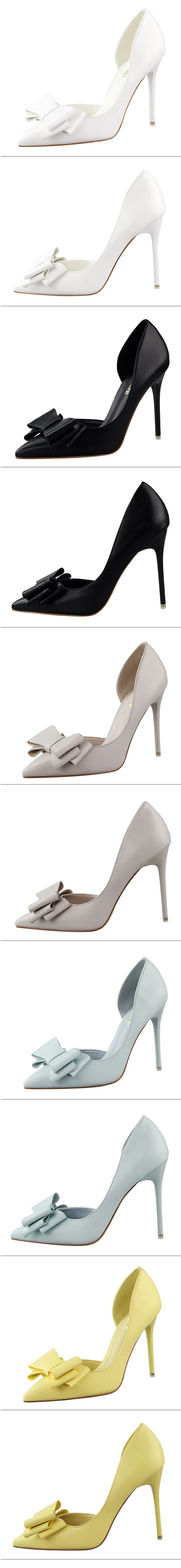 Shoes Bow-knot Woman Pumps Stiletto 10.5 Cm Women Basic Pump Pointed Toe Classic Pumps Sexy High Heels Women Shoes