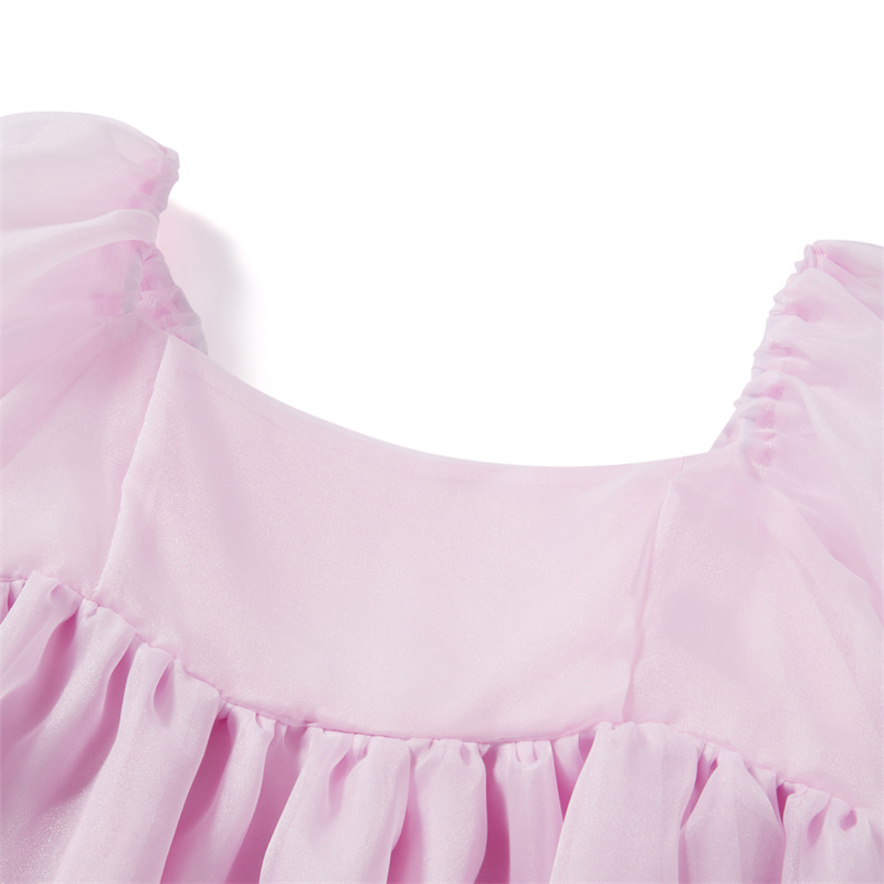 Puffy Dresses for Women y2k Aesthetic Solid Color Square Neck Bubble Sleeve Dress Sweet 2000s Party Dresses Streetwear