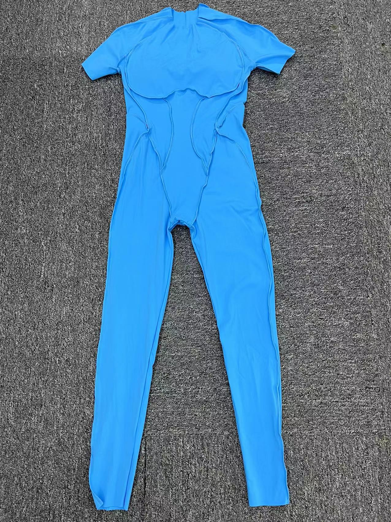 Autumn Winter Three Dimensional Backless Tight Short Sleeved Trousers Jumpsuit One Piece Sports Yoga Jumpsuit