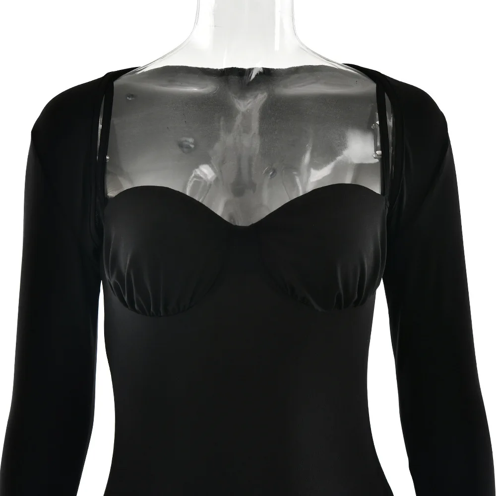 Elegant Long Flared Sleeve Elastic Tight Women Two-piece Set Autumn/Winter New 2025 Sexy Party Club Evening Dress