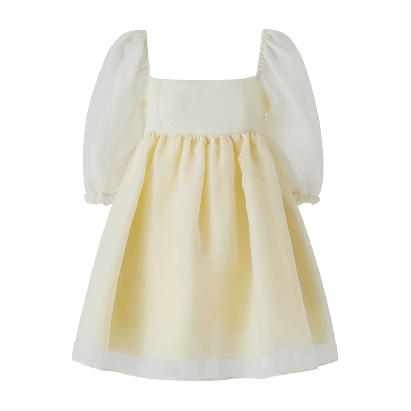 Puffy Dresses for Women y2k Aesthetic Solid Color Square Neck Bubble Sleeve Dress Sweet 2000s Party Dresses Streetwear