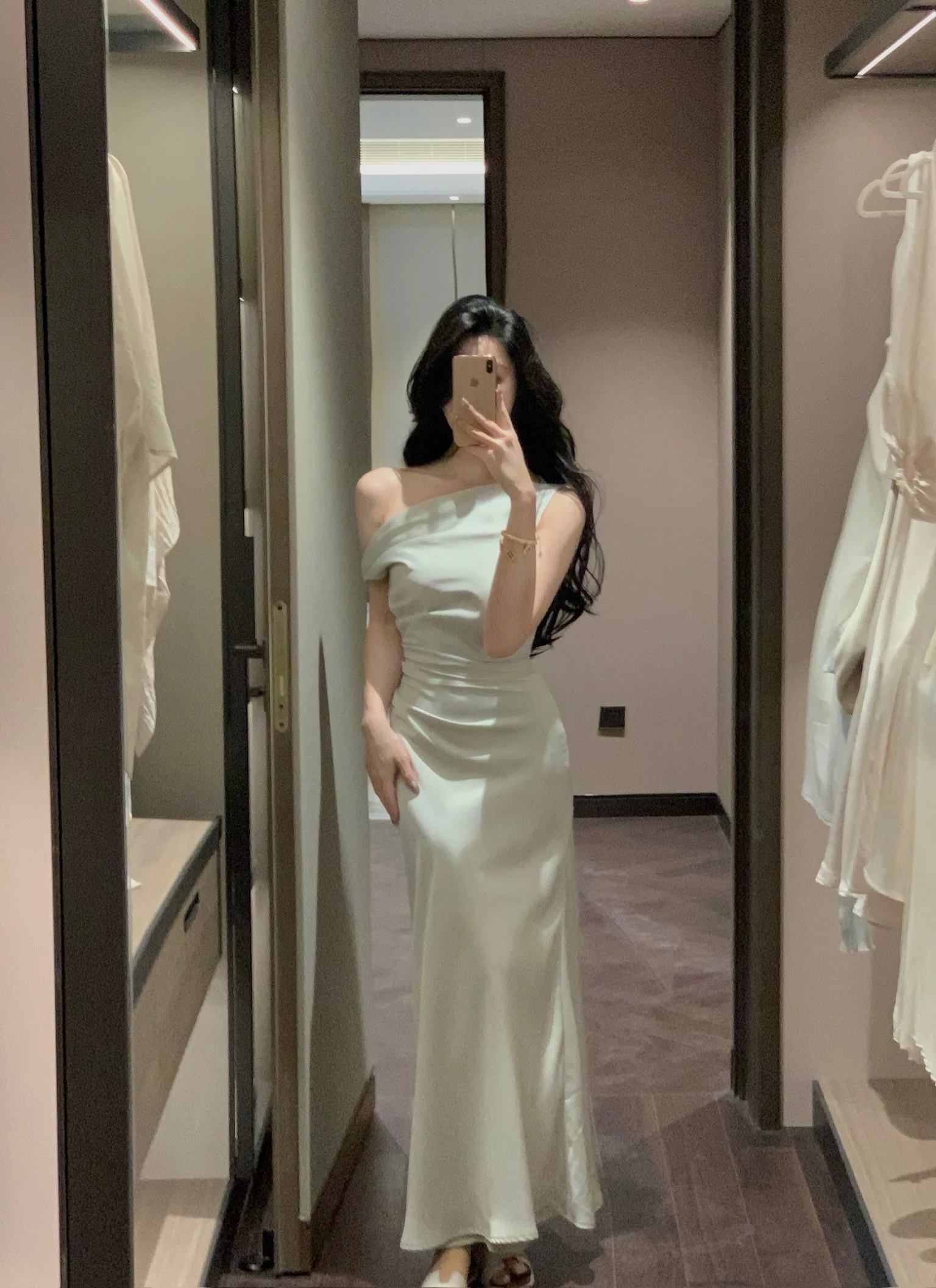 Elegant Bodycon Satin Long Dresses for Women Off Shoulder Solid French Mermaid Wedding Evening Party Dress Prom Robe Vestidos