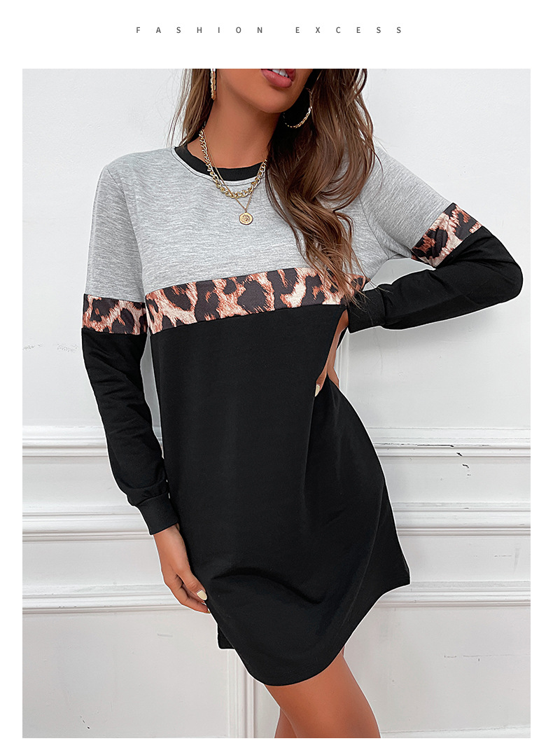 Autumn Winter Women Clothing Casual Sweatshirt Loose Stitching Long Sleeve Dress