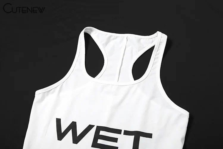 Letter Print Playsuits Women Concise Casual Summer Tank Style O-neck Slim Rompers Female Sporty Style Basic One Piece