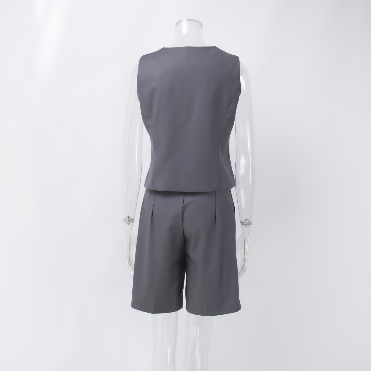 Vest Jacket Spring Summer V neck Single Breasted Vest Straight Shorts Set