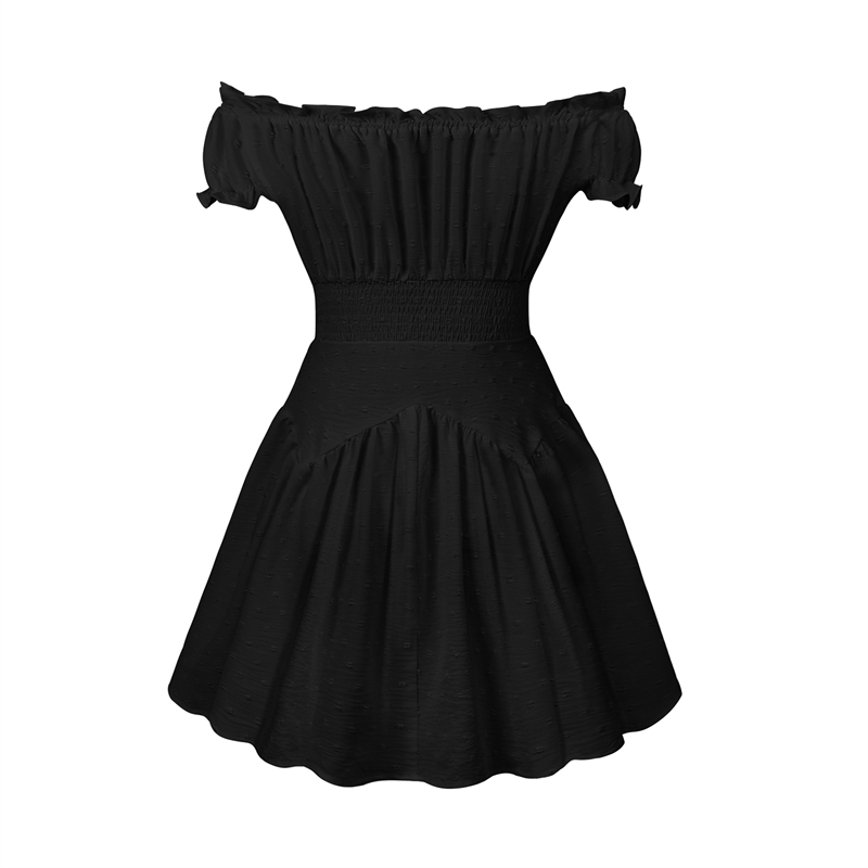 Swiss Dot Dress Women Summer Clothes Off Shoulder Short Sleeve High Waist Mini Dress Elegant Ladies Dresses Clubwear