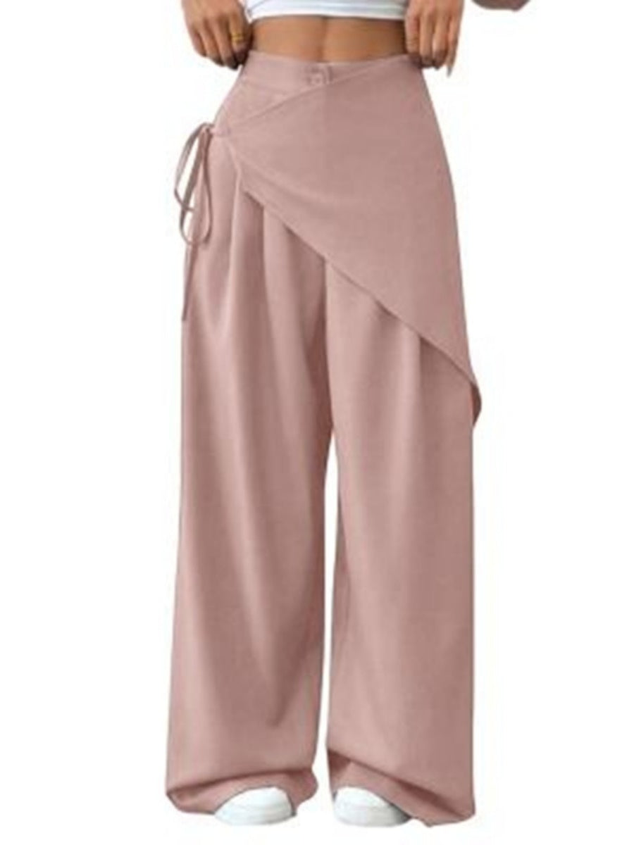 Button-up Slimming Wide-leg Trousers