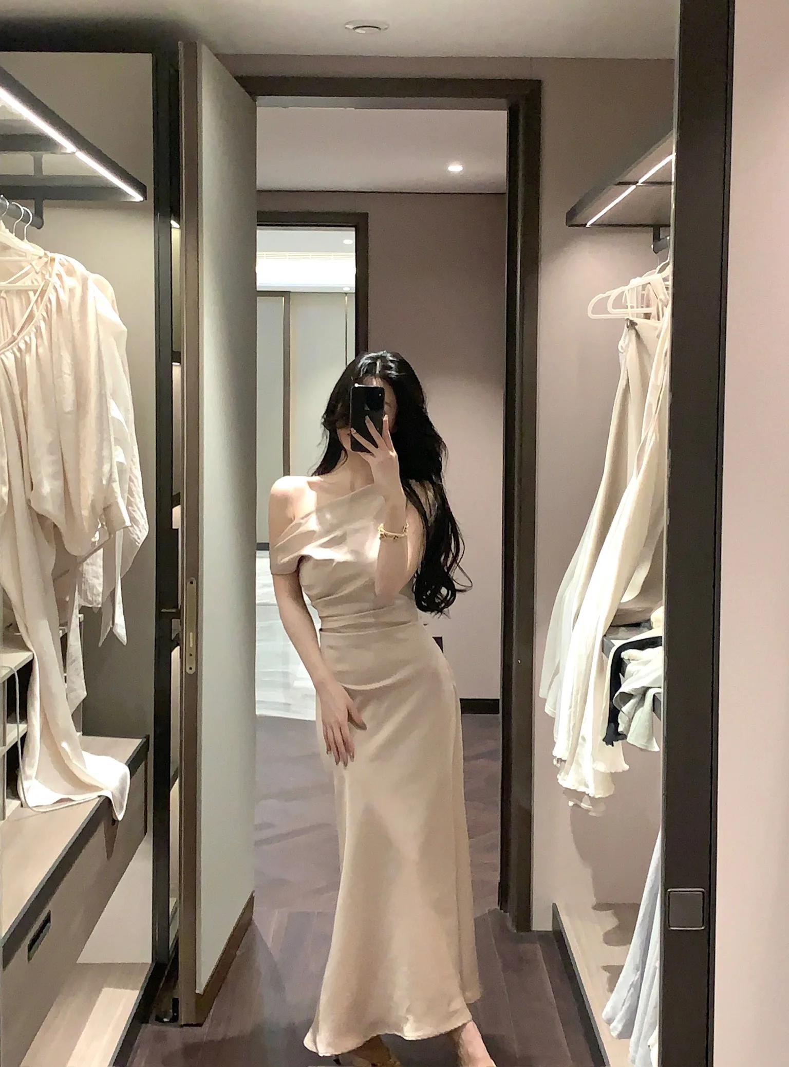 Elegant Bodycon Satin Long Dresses for Women Off Shoulder Solid French Mermaid Wedding Evening Party Dress Prom Robe Vestidos