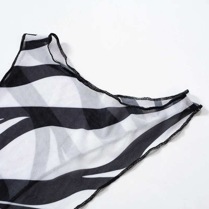 Bodycon Long Dresses For Women Beach Style Backless Vestidos De Mujer Hollow Out Sexy Robe Femme _t�� Y2k Clothes Zebra Print