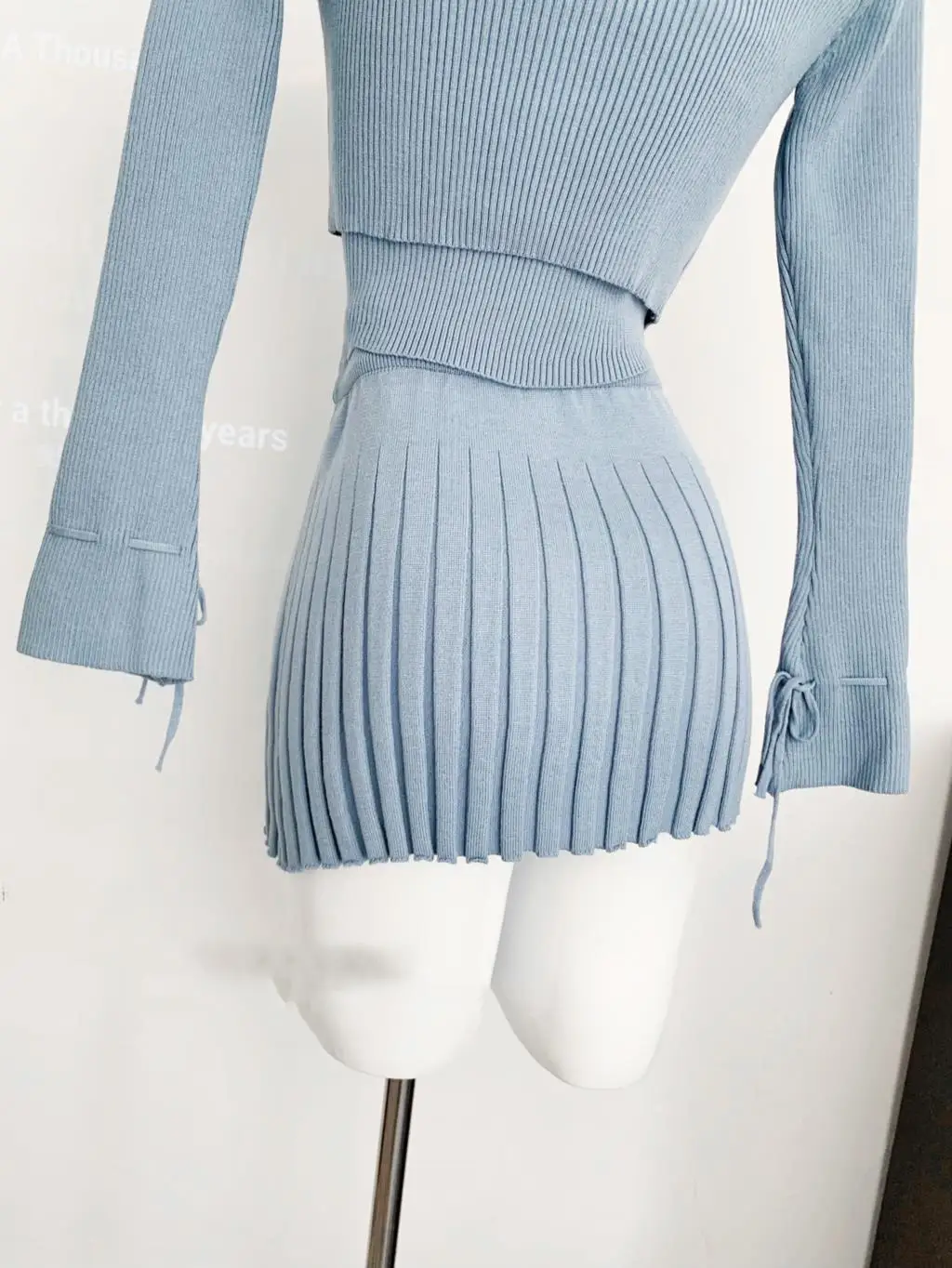 Solid Knitted Suit 3 Piece Set Woman Y2k Cropped Patchwork Vest + Slim Cardigan + Mini Pleated Skirt Autumn Korean Chic Outfits