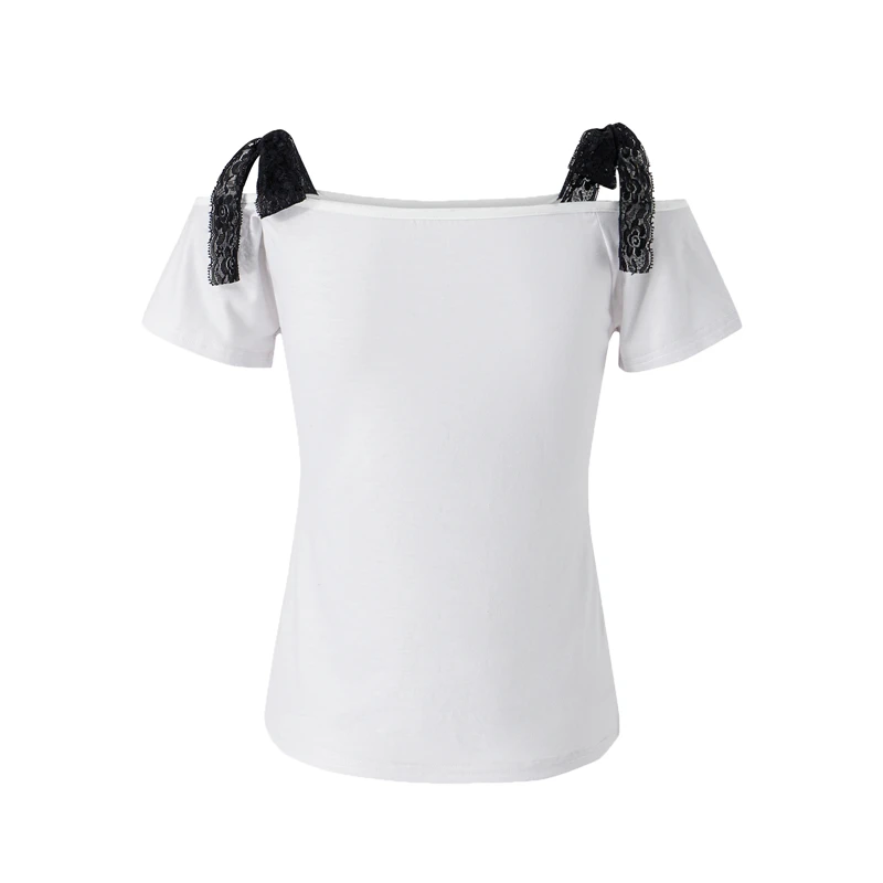 Goth Skull T Shirt 2000s Aesthetic Women Grunge Fairy Core Off Shoulder Short Sleeve Tops Graphic Tee y2k Streetwear
