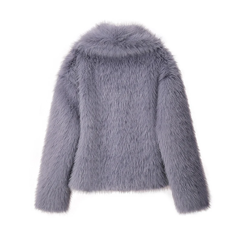Chic Ins Blogger Brand Fashion Fake Fox Fur Jacket Coat Women Winter Luxury Design Big Collar Fur Coats Cool Girls Overcoat
