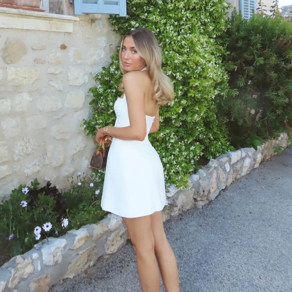 JULISSA MO Sexy Off Shoulder Halter Women Dress White Backless High Waist Dress Female Autumn Skinny Elegant Party Clubwear 2025