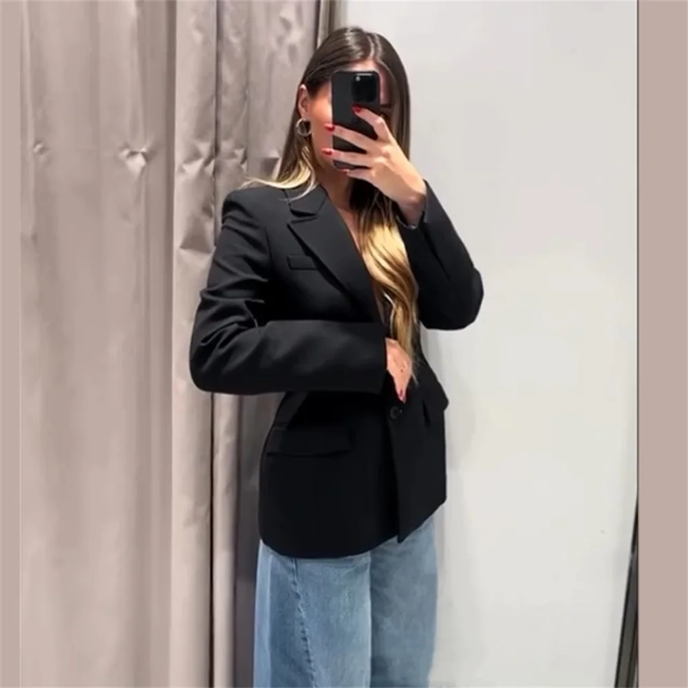 autumn new women's clothing style slim fit loose versatile shoulder pad lapel simple suit jacket