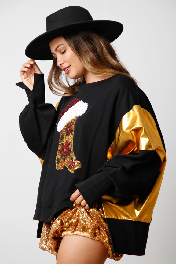 Autumn Winter Women Clothing Christmas Sequined Long Sleeve Top Pullover Casual Sweatshirt Women