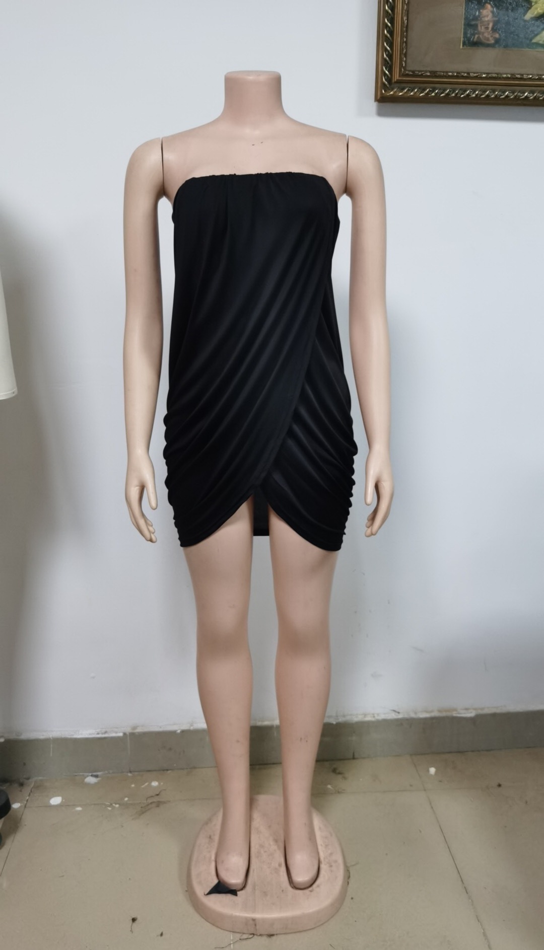 Sexy Irregular Asymmetric Pleating Strapless Dress Formal Dress