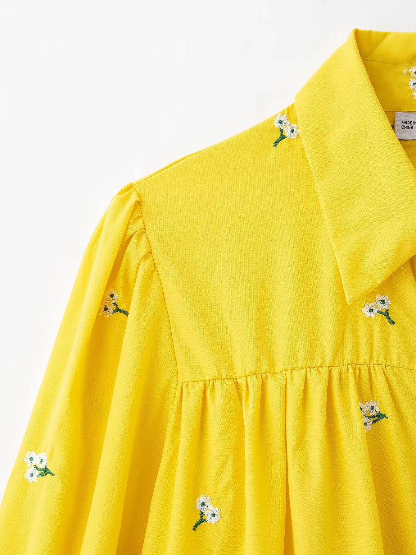 Winter Women Casual Polo Collar Long Sleeve Single Breasted Embroidered Shirt Dress