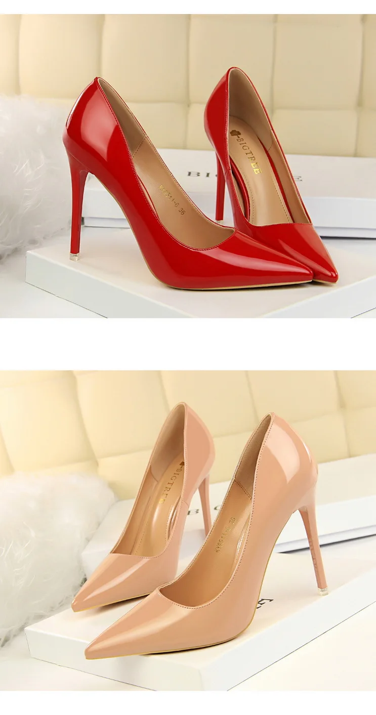 Shoes Patent Leather Shoes Woman Pumps High Heels Stiletto Heels 10.5 Cm Red Wedding Shoes Bridal Shoes Women Heels