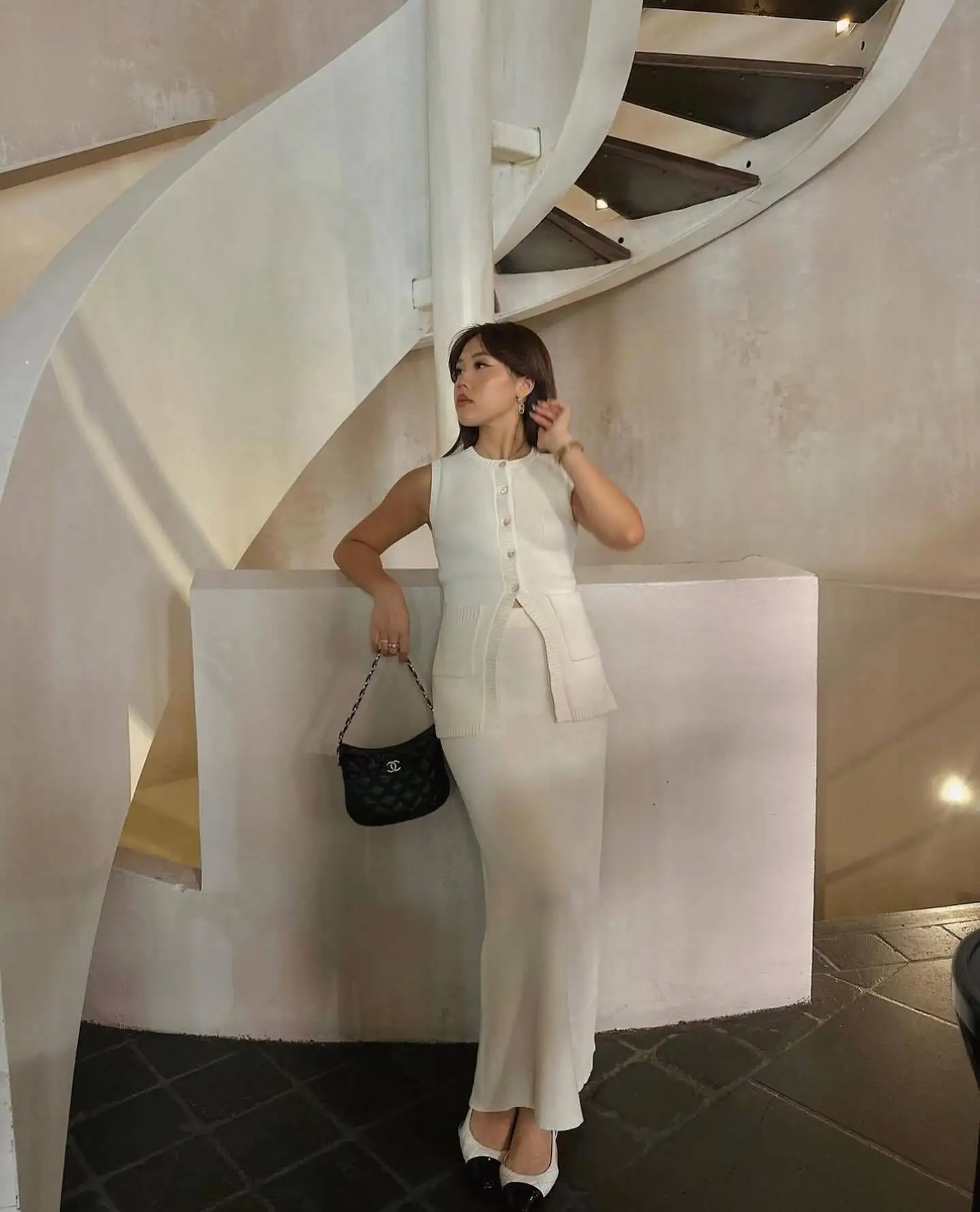 Elegant Knitted Slim Skirt Suit Women's Suit 2 Fashion Solid Color High Waist Slit Vest Casual Sleeveless Long Skirt Suit