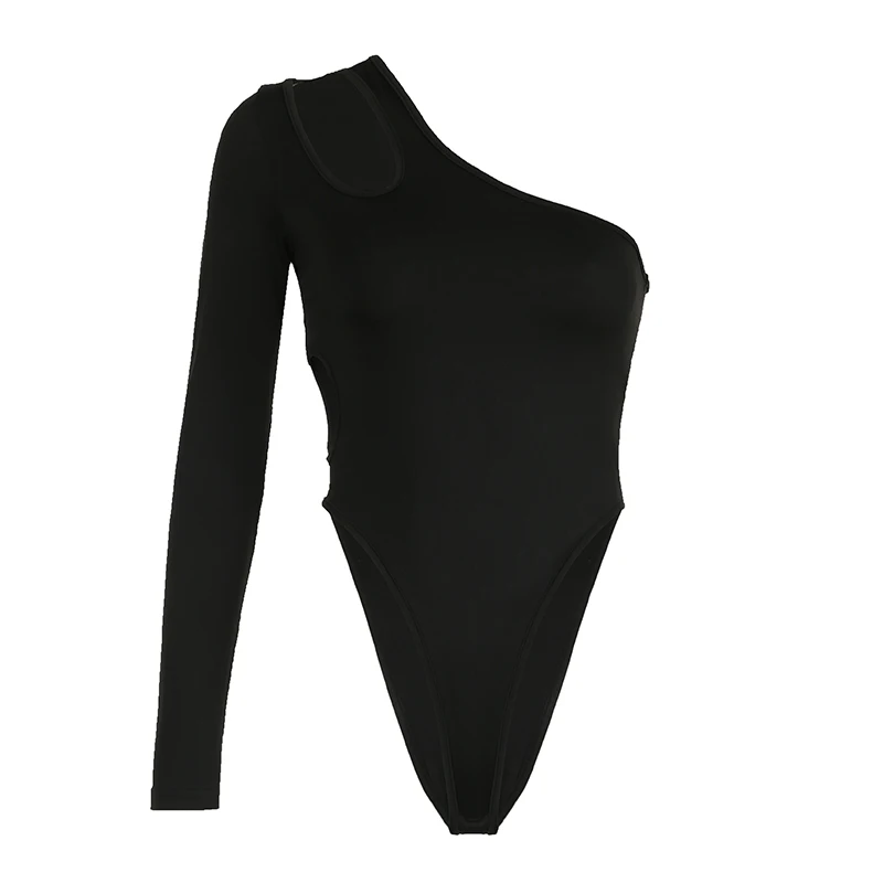One Shoulder Cut Out Women Bodysuit Sexy Backless Fashion Chic Fall Rompers Party Rave Outfits Lady Bodysuit Tops