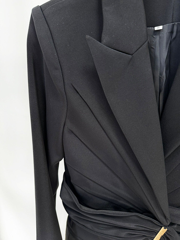 Women Asymmetric Belt Slim Fit Blazer Trousers Set
