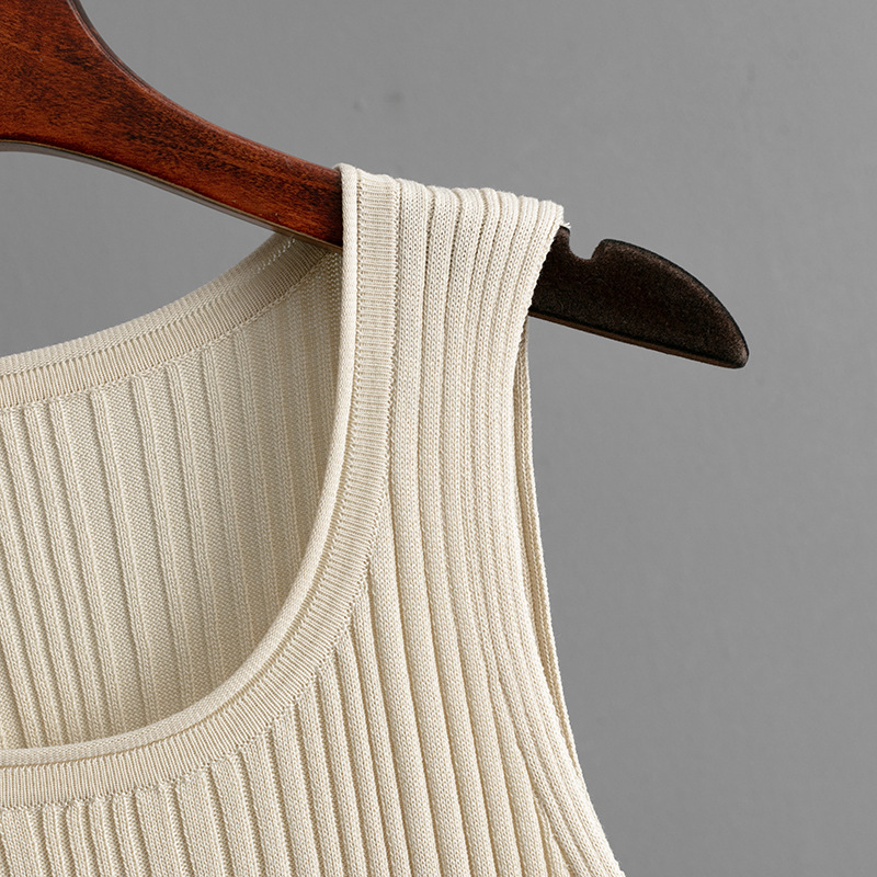 Summer Inner Wear Women round Neck Sleeveless Top Knitted Two Piece