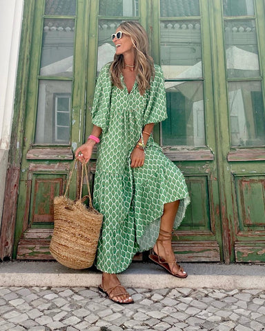 lady in dress wearing handbag