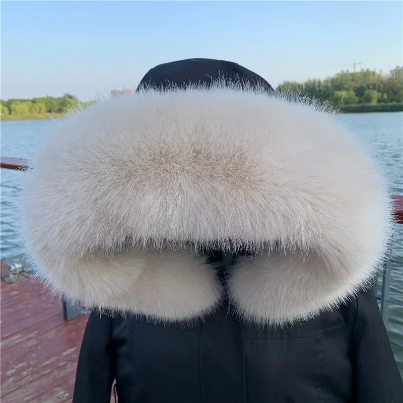 Soft Women Scarf Winter Faux Fox Fur Collar Furry Warm Thicken Men Parka Coat Hood Decor Fake Fur Shawl Luxury Scarves